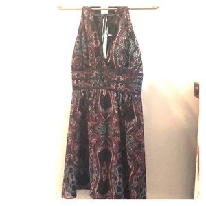 Black dress with light pink & light blue accents